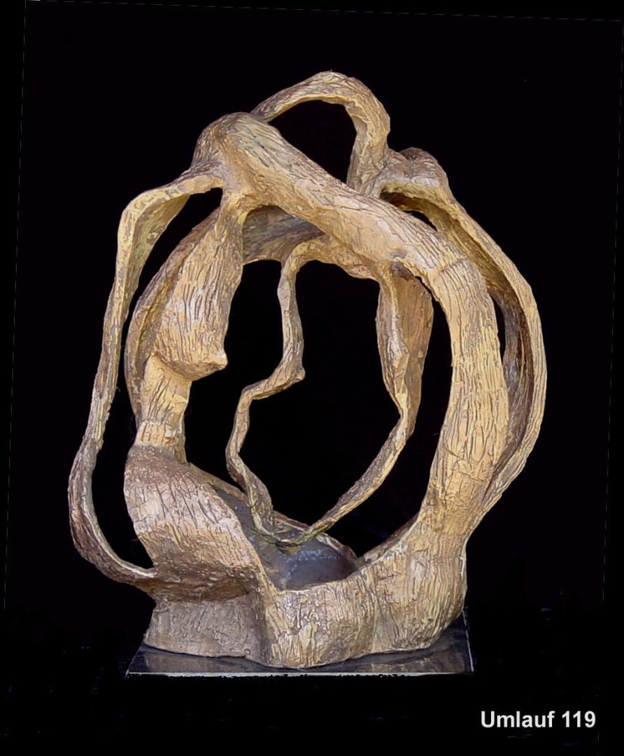 A sculpture of a person in a circle