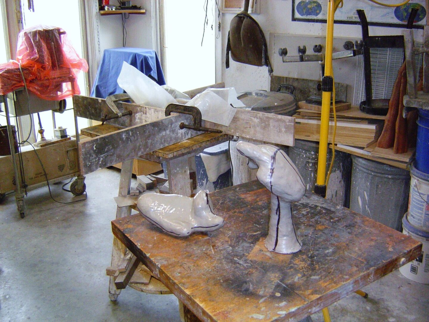 A table for making a Mother Mold in a workshop.